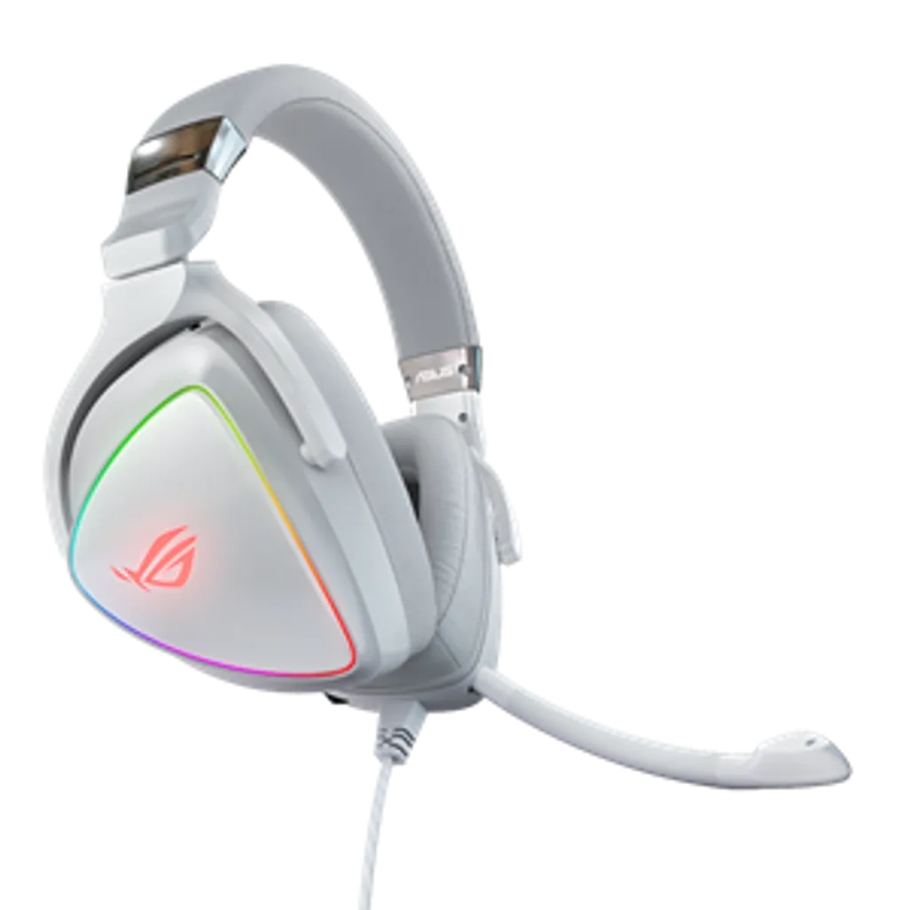 Asus ROG Delta White Edition RGB gaming headset with USB-C connector for PCs, PS5,