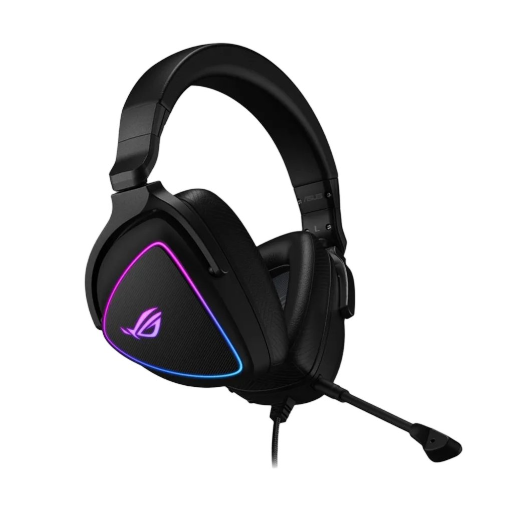 Asus ROG Delta S USB-C gaming headset compatible with PC, Nintendo Switch.
