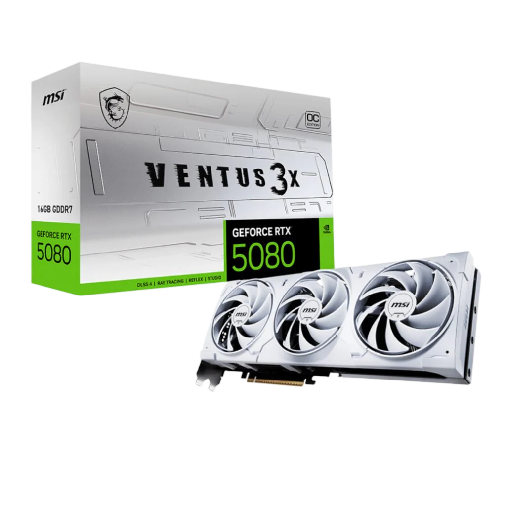 MSI GeForce RTX 5080 VENTUS 3X OC 16GB GDDR7 Graphics Card - White