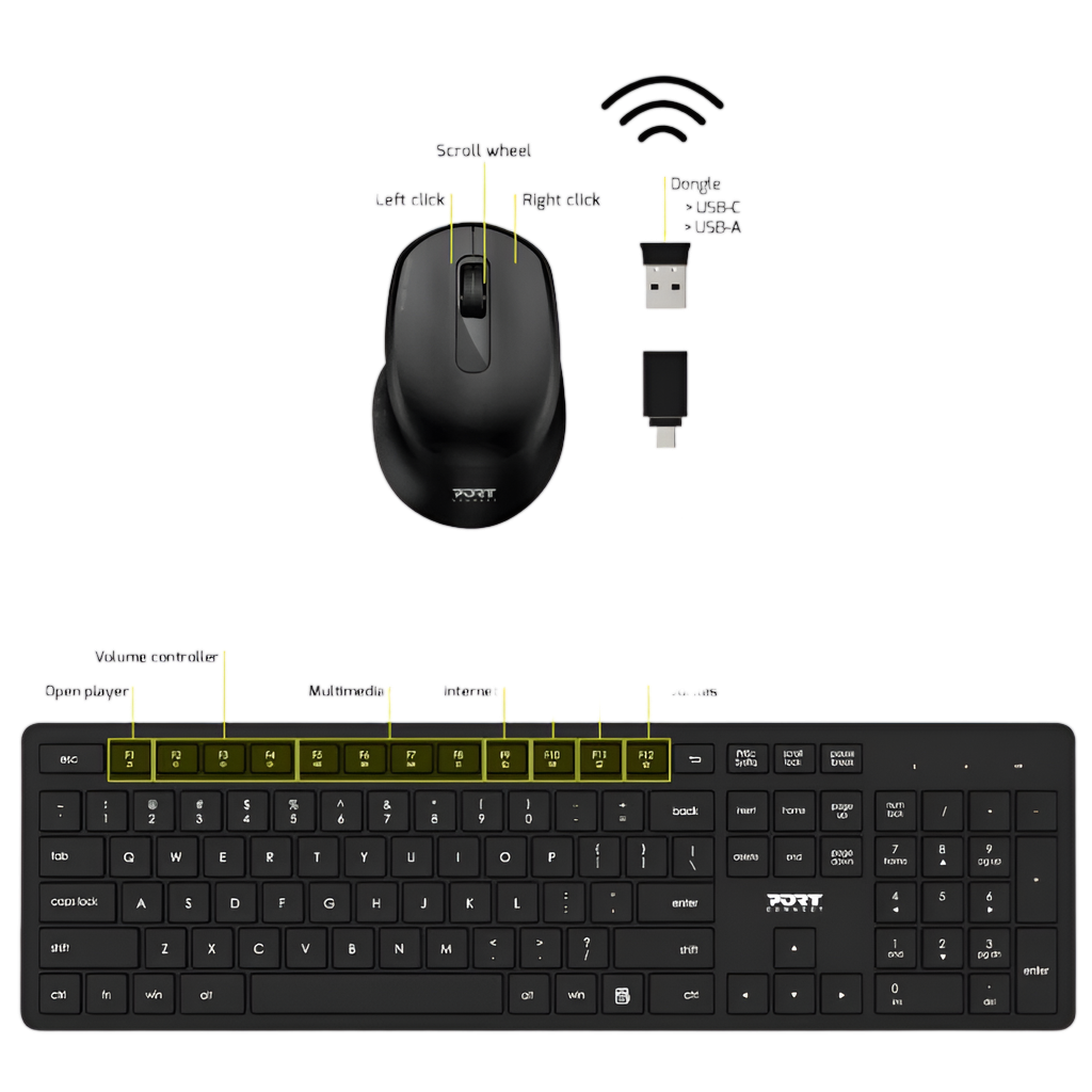 PORT KB Combo Wireless Keyboard + Mouse