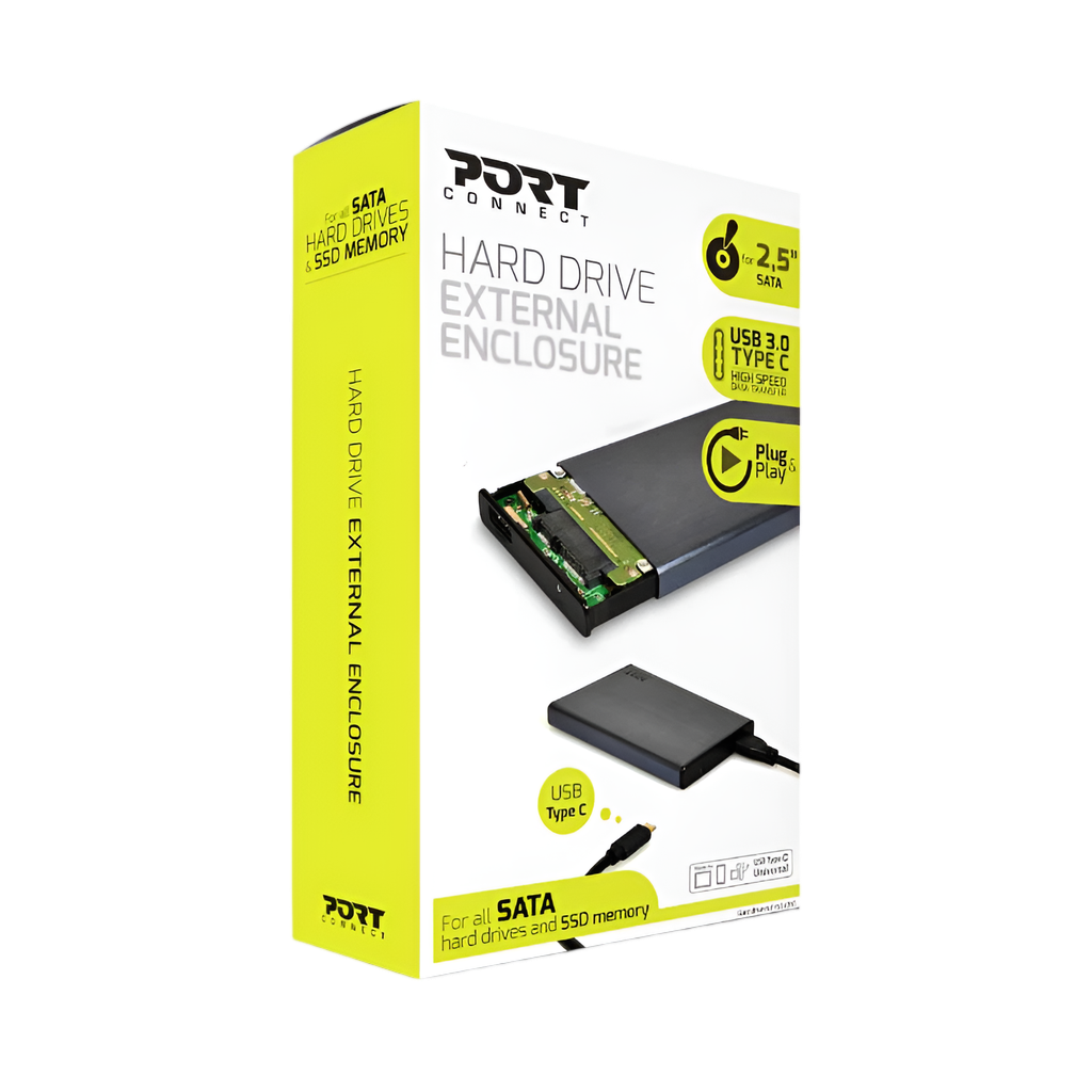 Port Connect 2.5" USB-C External HDD Enclosure Black