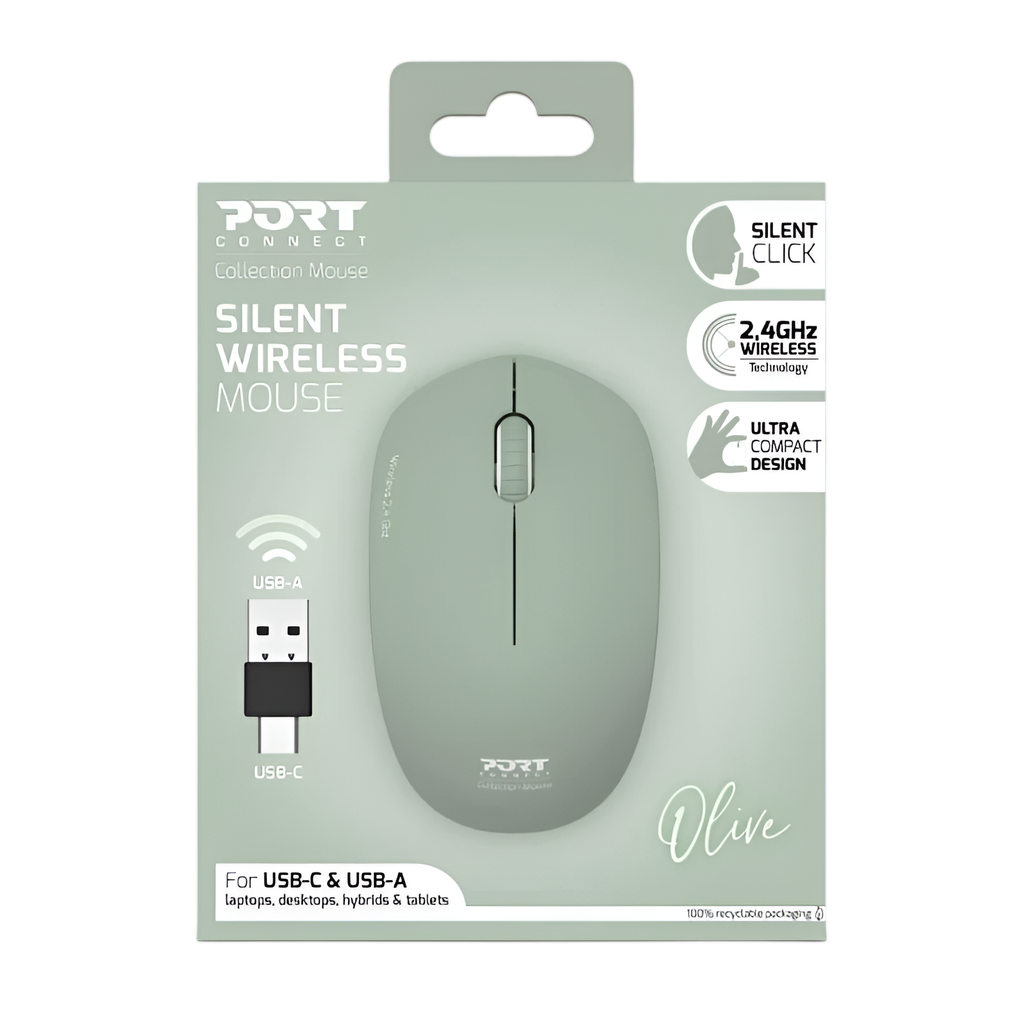 Port Connect MOUSE COLLECTION II WIRELESS Olive