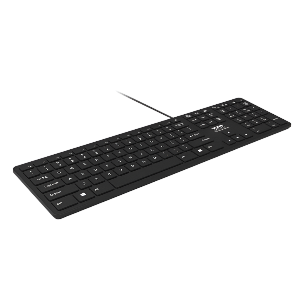 Port Office Executive Low Profile 109key Wired Keyboard - Black