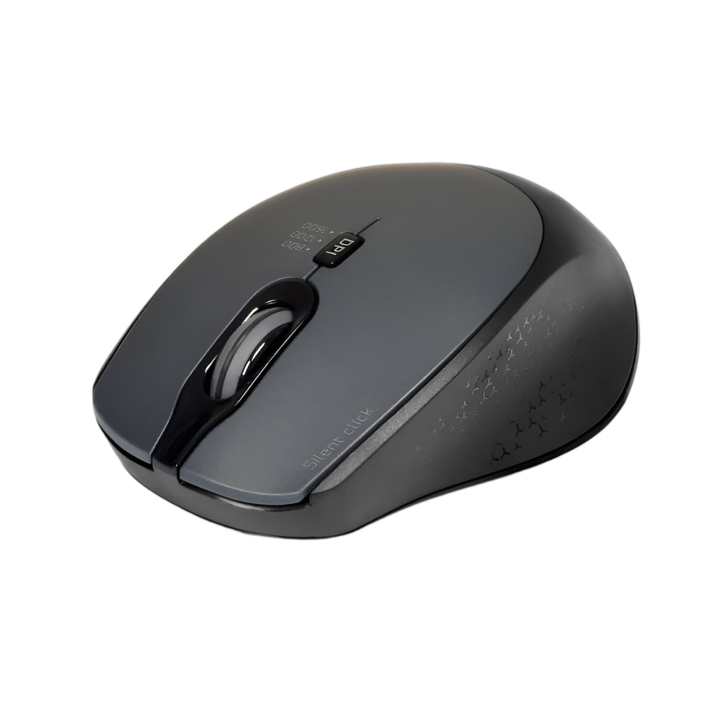 Port Wireless Silent 3600DPI 3 Button USB and Type-C Dongle Mouse - Black