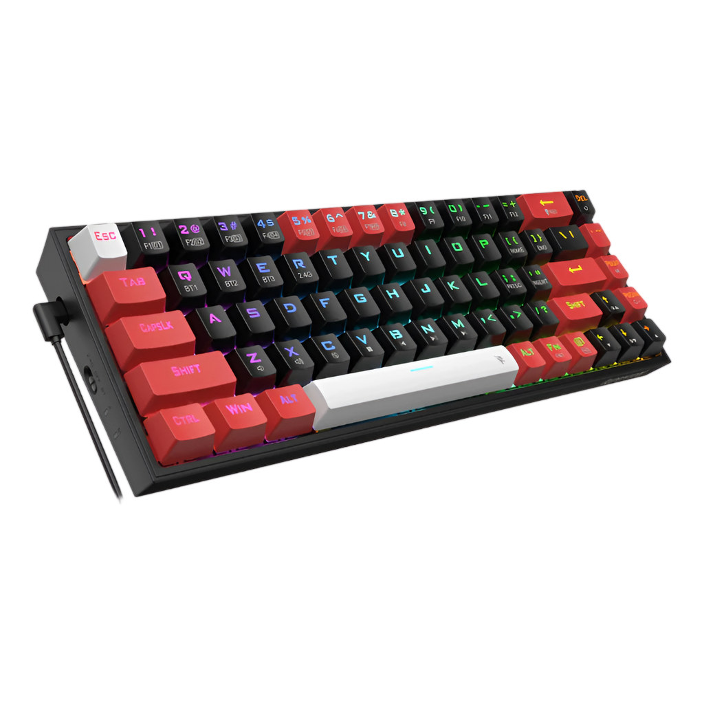 REDRAGON Castor Pro 68Key Wireless Red|Black|White KeyCap Bluetooth RGB Red Switch - Black|Red