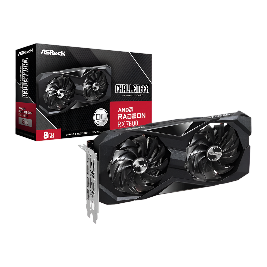 ASRock Radeon RX7600 Challenger 8G OC GDDR6 128-BIT Graphics Card