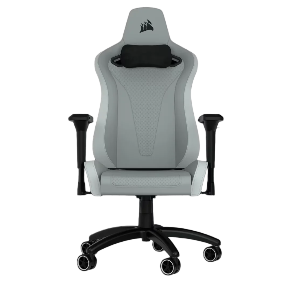 TC200 Gaming Chair – Plush Leatherette – Light Grey/White