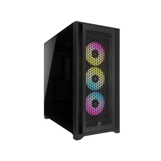 iCUE 5000D RGB AIRFLOW Mid-Tower Case, Black - 3x AF120 RGB ELITE Fans - iCUE Lighting Node PRO Controller - High-airflow Design