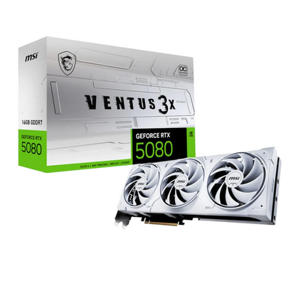 MSI GeForce RTX 5080 VENTUS 3X OC 16GB GDDR7 Graphics Card - White