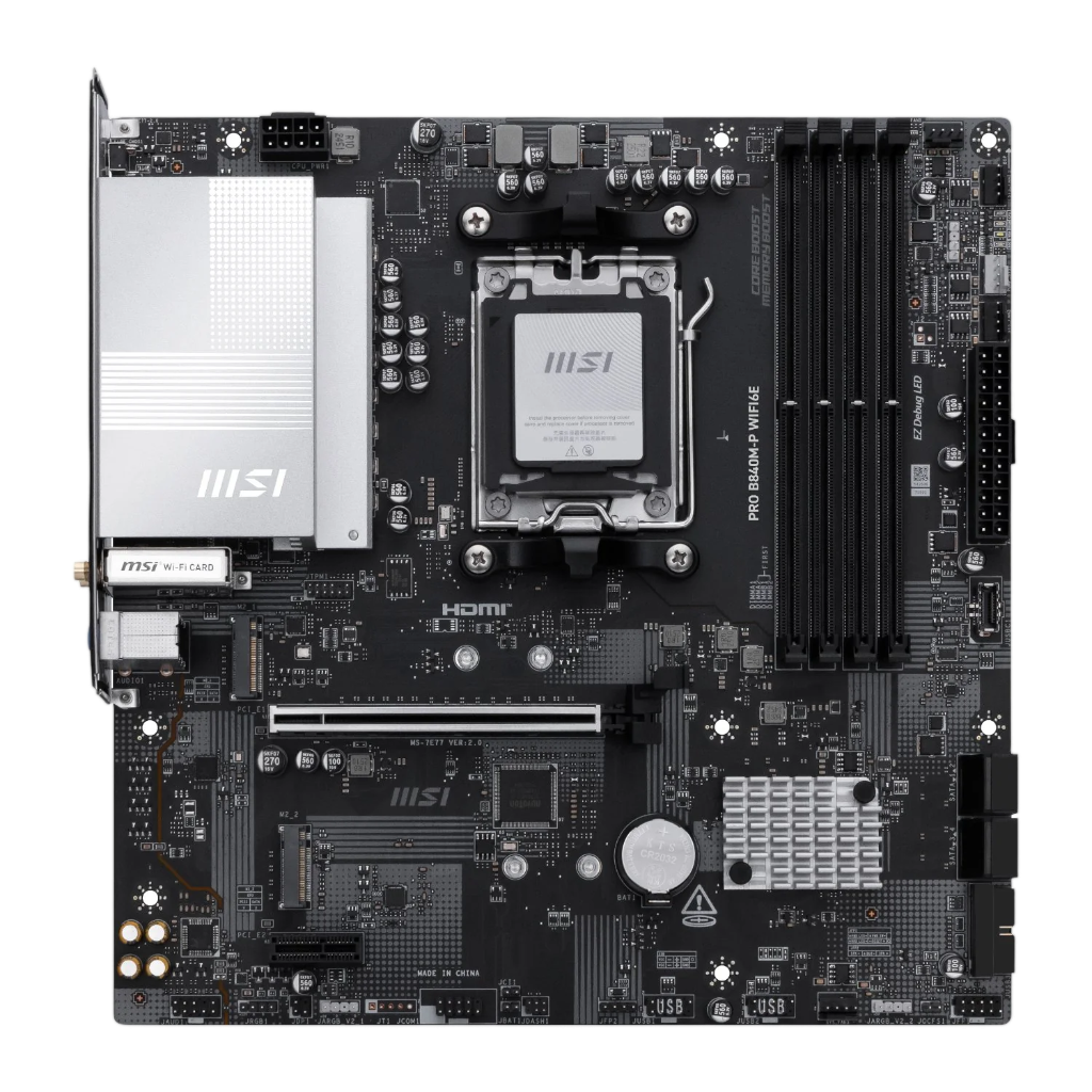 MSI PRO B840M-P Wi-Fi 6E AMD AM5 MATX Gaming Motherboard