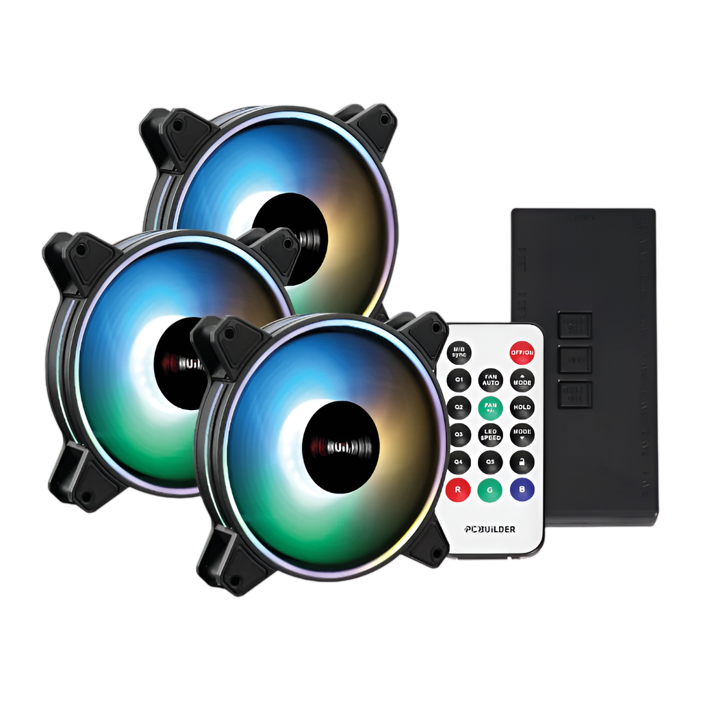 PCBuilder Tempest Chill Fan Kit 3x120MM Dual Glow ARGB Fan + Controller + RF Remote