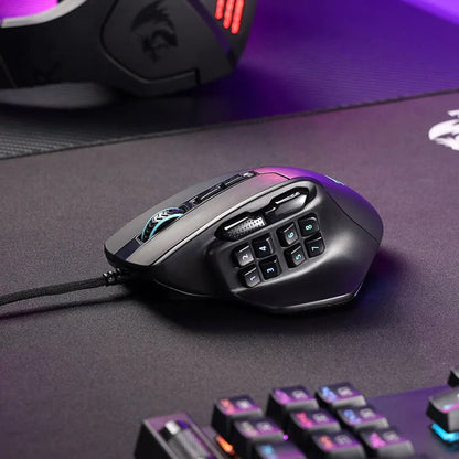 REDRAGON Aatrox 6200DP RGB MMO Gaming Mouse - Black