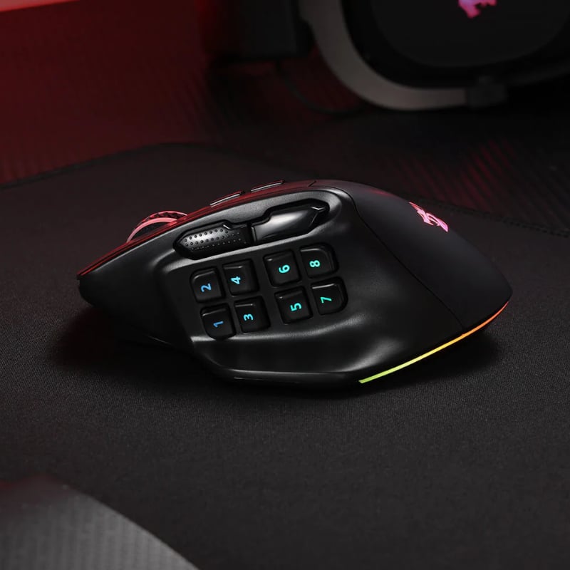 REDRAGON Aatrox Wireless 6200DP RGB MMO Gaming Mouse - Black